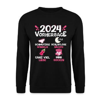 Vorhersage werdende Mama 2024 Baby bald Papa - Unisex Pullover - Schwarz - Vorne - Alina (178cm) & Michal (187cm)