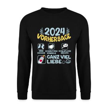 Babyparty Vorhersage 2024 werdende Mama 2024 - Unisex Pullover - Schwarz - Vorne - Alina (178cm) & Michal (187cm)