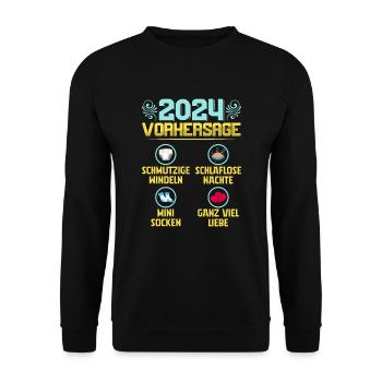 Bald Papa 2024 werdenden Mutter 2024 Baby - Unisex Pullover - Schwarz - Vorne - Alina (178cm) & Michal (187cm)