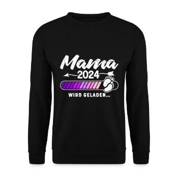 Mama 2024 wird geladen Baby Ankündigung 2024 - Unisex Pullover - Schwarz - Vorne - Alina (178cm) & Michal (187cm)