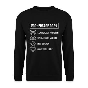 Werdende Mama 2024 Baby Vorhersage 2024 Bald Papa - Unisex Pullover - Schwarz - Vorne - Alina (178cm) & Michal (187cm)