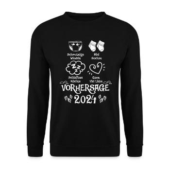 Vorhersage werdende Mama 2024 Baby bald Papa - Unisex Pullover - Schwarz - Vorne - Alina (178cm) & Michal (187cm)