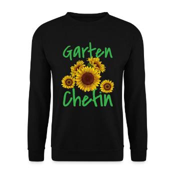 Garten Chefin Sonnenblumen Gartenfreundin Blumen - Unisex Pullover - Schwarz - Vorne - Alina (178cm) & Michal (187cm)