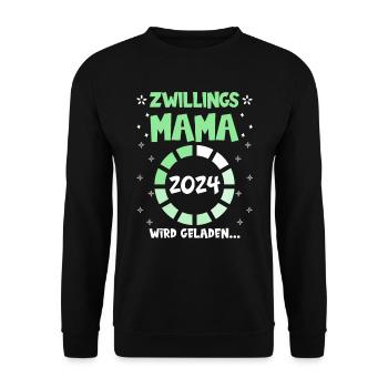 Zwillingsmama wird geladen 2024 werdende Mama 2024 - Unisex Pullover - Schwarz - Vorne - Alina (178cm) & Michal (187cm)