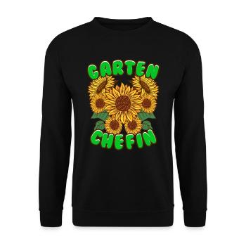 Garten Chefin Sonnenblumen Gartenfreundin - Unisex Pullover - Schwarz - Vorne - Alina (178cm) & Michal (187cm)