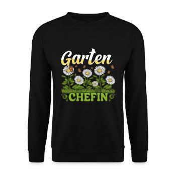 Garten Chefin Gänseblümchen Gärtnerin Blumenliebe - Unisex Pullover - Schwarz - Vorne - Alina (178cm) & Michal (187cm)