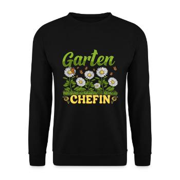 Garten Chefin Gänseblümchen Gärtnerin Blumenliebe - Unisex Pullover - Schwarz - Vorne - Alina (178cm) & Michal (187cm)