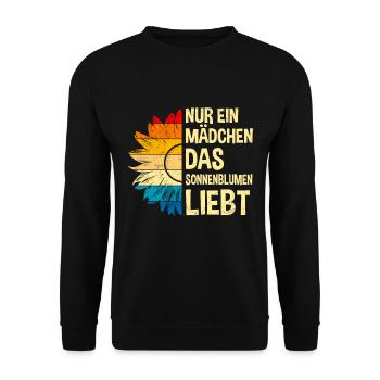 Nur ein Mädchen das Sonnenblumen liebt Garten Girl - Unisex Pullover - Schwarz - Vorne - Alina (178cm) & Michal (187cm)