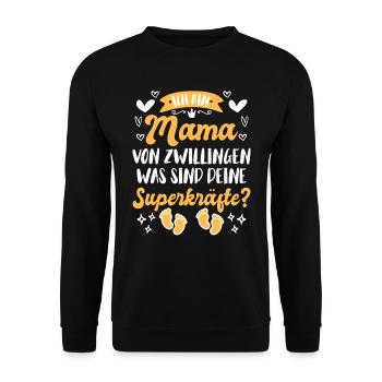 Mama von Zwillingen werdende Mama 2024 - Unisex Pullover - Schwarz - Vorne - Alina (178cm) & Michal (187cm)