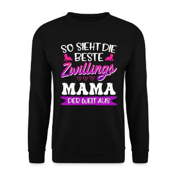 Zwilllinge So sieht die beste Zwillingsmama aus - Unisex Pullover - Schwarz - Vorne - Alina (178cm) & Michal (187cm)