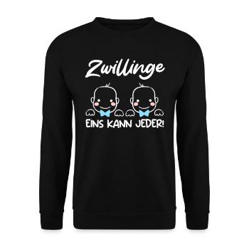 Zwillinge Eins kann Jeder! Zwillingsmama 2024 - Unisex Pullover - Schwarz - Vorne - Alina (178cm) & Michal (187cm)
