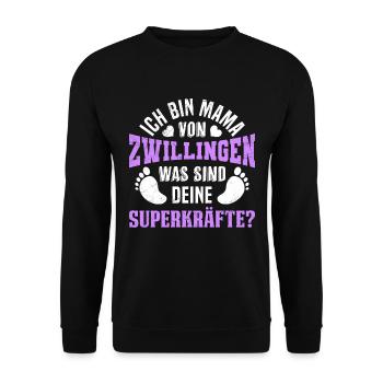 Ich bin Mama von Zwillingen Mama hoch 2 - Unisex Pullover - Schwarz - Vorne - Alina (178cm) & Michal (187cm)