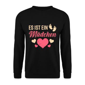 Es ist ein Mädchen werdende Mama 2024 Babygirl - Unisex Pullover - Schwarz - Vorne - Alina (178cm) & Michal (187cm)