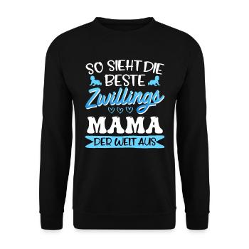Zwilllinge So sieht die beste Zwillingsmama aus - Unisex Pullover - Schwarz - Vorne - Alina (178cm) & Michal (187cm)