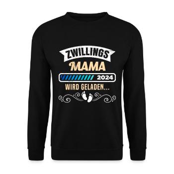 Zwillingsmama wird geladen 2024 Zwillinge - Unisex Pullover - Schwarz - Vorne - Alina (178cm) & Michal (187cm)