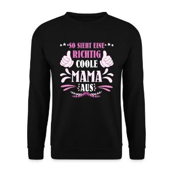 2024 So sieht eine richtig coole Mama aus - Unisex Pullover - Schwarz - Vorne - Alina (178cm) & Michal (187cm)