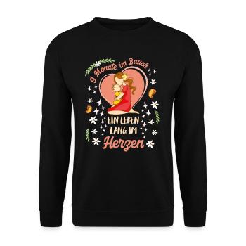 Werdende Mama 2024 9 Monate im Bauch Mütter - Unisex Pullover - Schwarz - Vorne - Alina (178cm) & Michal (187cm)