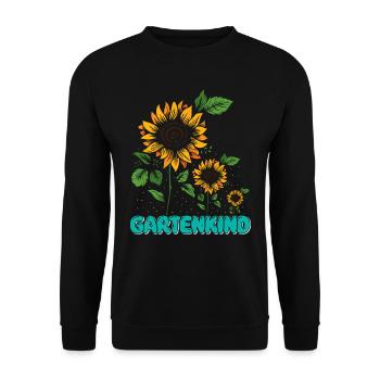Gartenkind Sonnenblumen Gartenliebhaberin - Unisex Pullover - Schwarz - Vorne - Alina (178cm) & Michal (187cm)
