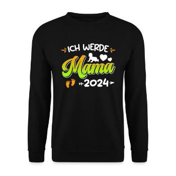 Ich werde Mama 2024 Baby Ankündigung 2024 - Unisex Pullover - Schwarz - Vorne - Alina (178cm) & Michal (187cm)
