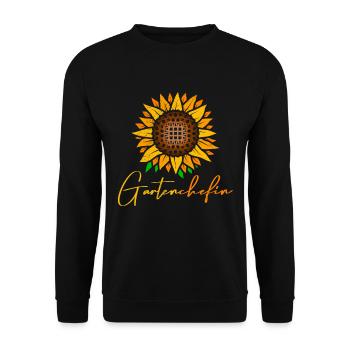 Garten Chefin Sonnenblumen Gartenfreundin - Unisex Pullover - Schwarz - Vorne - Alina (178cm) & Michal (187cm)