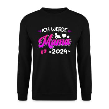 Ich werde Mama 2024 Baby Ankündigung 2024 - Unisex Pullover - Schwarz - Vorne - Alina (178cm) & Michal (187cm)