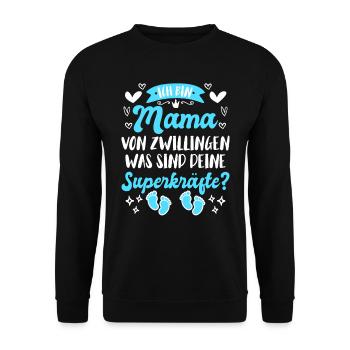 Mama von Zwillingen werdende Mama 2024 - Unisex Pullover - Schwarz - Vorne - Alina (178cm) & Michal (187cm)