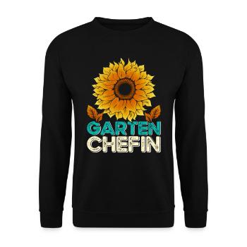 Garten Chefin Sonnenblumen Gartenfreundin Blumen - Unisex Pullover - Schwarz - Vorne - Alina (178cm) & Michal (187cm)