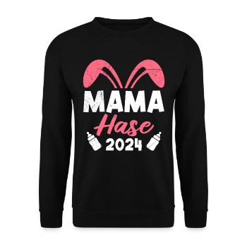 Mamahase 2024 werdende Mütter 2024 Hasenmama - Unisex Pullover - Schwarz - Vorne - Alina (178cm) & Michal (187cm)