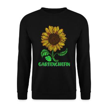Garten Chefin Sonnenblumen Gartenfreundin Blumen - Unisex Pullover - Schwarz - Vorne - Alina (178cm) & Michal (187cm)
