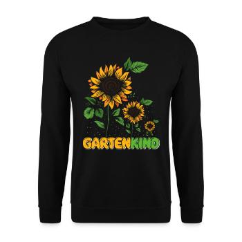 Gartenkind Sonnenblumen Gartenliebhaberin - Unisex Pullover - Schwarz - Vorne - Alina (178cm) & Michal (187cm)
