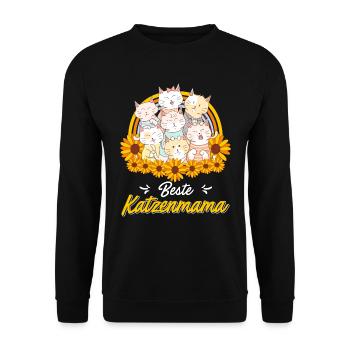 Beste Katzenmama I love Cats Katzenhalter - Unisex Pullover - Schwarz - Vorne - Alina (178cm) & Michal (187cm)