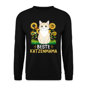 Beste Katzenmama I love Cats Katzenhalter - Unisex Pullover - Schwarz - Vorne - Alina (178cm) & Michal (187cm)