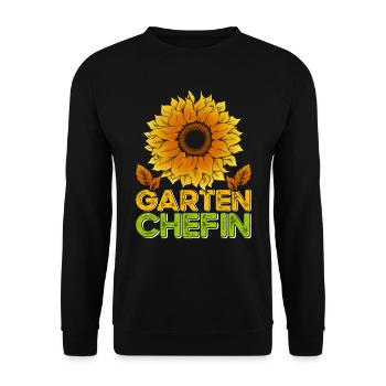 Garten Chefin Sonnenblumen Gartenfreundin Blumen - Unisex Pullover - Schwarz - Vorne - Alina (178cm) & Michal (187cm)