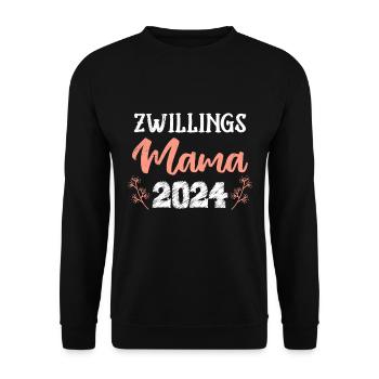 Mama hoch 2 Zwillinge 2024 Zwillingsmama 2024 - Unisex Pullover - Schwarz - Vorne - Alina (178cm) & Michal (187cm)