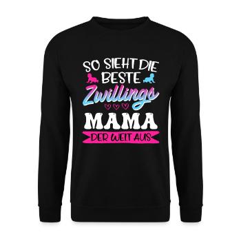 Zwilllinge So sieht die beste Zwillingsmama aus - Unisex Pullover - Schwarz - Vorne - Alina (178cm) & Michal (187cm)
