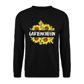 Garten Chefin Sonnenblumen Gartenfreundin Blumen - Unisex Pullover - Schwarz - Vorne - Alina (178cm) & Michal (187cm)