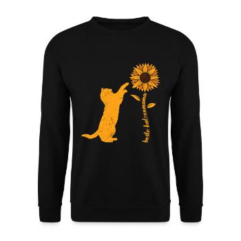 Beste Katzenmama Sonnenblumen Katzenliebhaberin - Unisex Pullover - Schwarz - Vorne - Alina (178cm) & Michal (187cm)