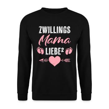 Zwillingsmama 2024 Mama Liebe hoch 2 Zwillinge - Unisex Pullover - Schwarz - Vorne - Alina (178cm) & Michal (187cm)
