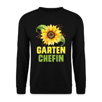 Garten Chefin Sonnenblumen Gartenfreundin - Unisex Pullover - Schwarz - Vorne - Alina (178cm) & Michal (187cm)