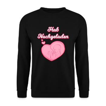 Werdende Mütter 2024 Hab nachgeladen Schwangere - Unisex Pullover - Schwarz - Vorne - Alina (178cm) & Michal (187cm)