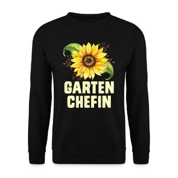 Garten Chefin Sonnenblumen Gartenfreundin - Unisex Pullover - Schwarz - Vorne - Alina (178cm) & Michal (187cm)