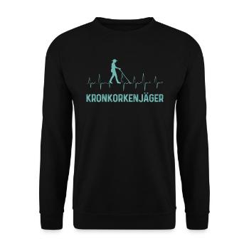 Kronkorken Jäger Sondengänger mit Detektor - Unisex Pullover - Schwarz - Vorne - Alina (178cm) & Michal (187cm)