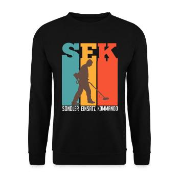 Sondler im Einsatz Metallsucher Sondengänger - Unisex Pullover - Schwarz - Vorne - Alina (178cm) & Michal (187cm)