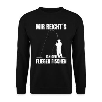 Mir reicht´s Ich geh Fliegenfischen Fisch jagen - Unisex Pullover - Schwarz - Vorne - Alina (178cm) & Michal (187cm)