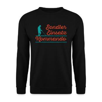 Sondler Einsatz Kommando Sondengänger mit Detektor - Unisex Pullover - Schwarz - Vorne - Alina (178cm) & Michal (187cm)