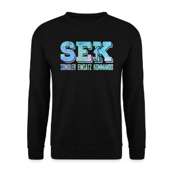 Sondler Einsatz Kommando Sondengänger mit Detektor - Unisex Pullover - Schwarz - Vorne - Alina (178cm) & Michal (187cm)