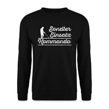Sondler Einsatz Kommando Sondengänger mit Detektor - Unisex Pullover - Schwarz - Vorne - Alina (178cm) & Michal (187cm)
