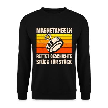 Magnetangler Rettet Geschichte Magnetfischen - Unisex Pullover - Schwarz - Vorne - Alina (178cm) & Michal (187cm)
