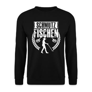 Schmutz Fischen Sondengänger mit Detektor - Unisex Pullover - Schwarz - Vorne - Alina (178cm) & Michal (187cm)