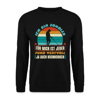 Sondengänger Ich bin Sondler Metallsucher - Unisex Pullover - Schwarz - Vorne - Alina (178cm) & Michal (187cm)